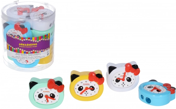 Taille-crayons double avec réservoir – horloge Panda