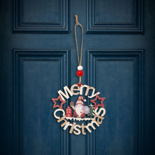 Décoration de Noël en bois en forme de lutin, 11 cm