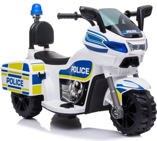 Moto de police électrique pour enfants sur batterie blanche