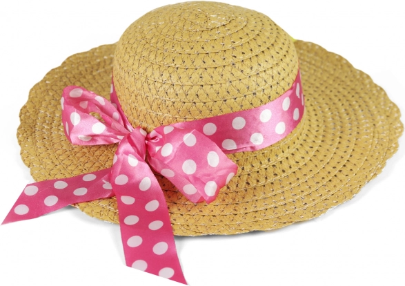 Chapeau de paille pour enfant avec ruban rose