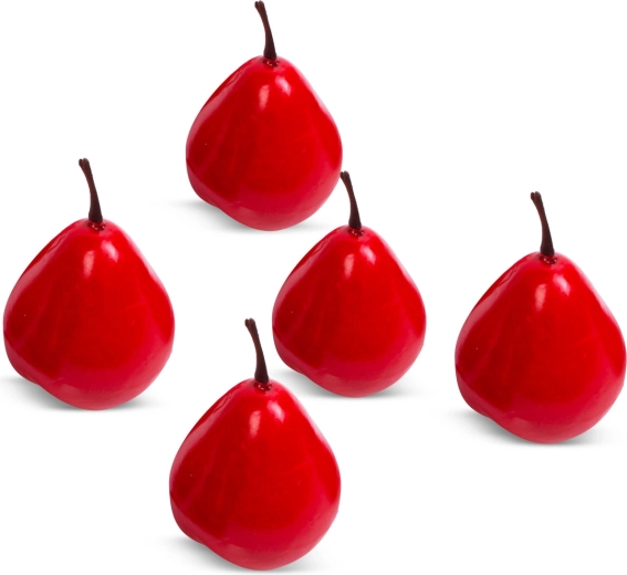 Décorations de Noël, poires rouges, 6 cm – 5 pièces