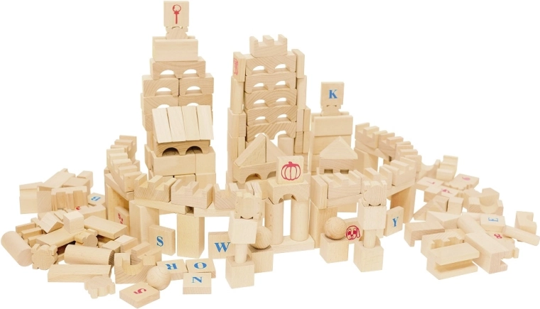 Blocs de construction en bois naturels XL 220 pcs