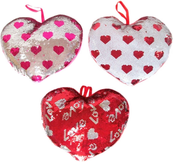 Cœur en peluche avec sequins 30 cm - 1 pièce