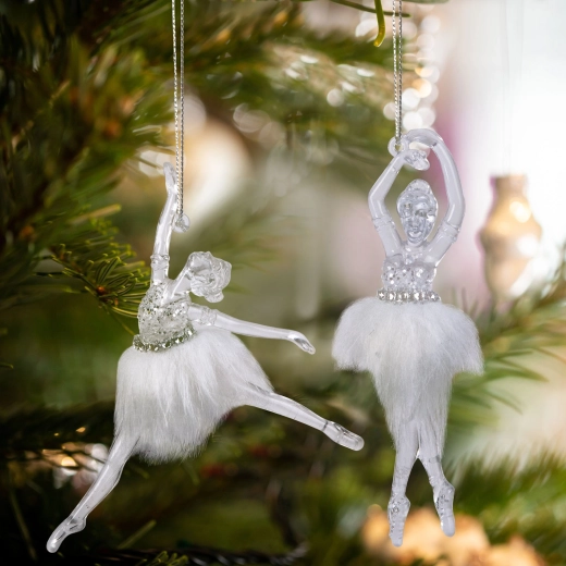 Décoration de Noël en acrylique en forme de ballerine, 2 pièces