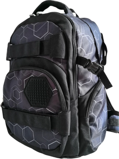 Sac à dos étudiant Pixie Crew Hexa noir avec 100 pixels