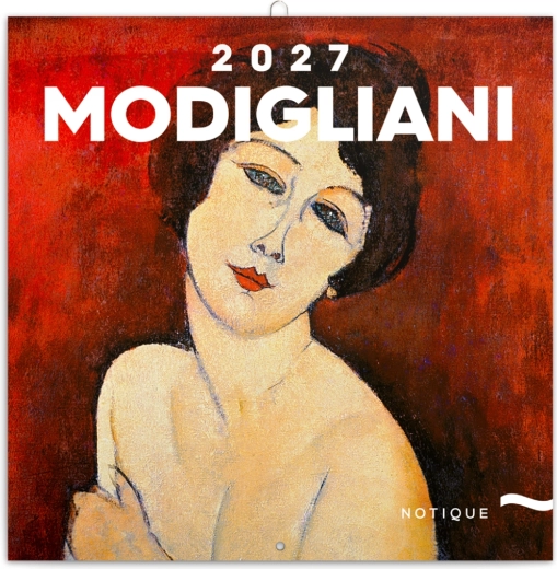 Natique calendrier mural à notes Amedeo Modigliani 2027, 30 × 30 cm