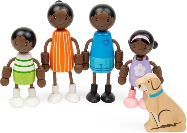 Poupées en bois Tidlo pour maison de poupée – famille africaine