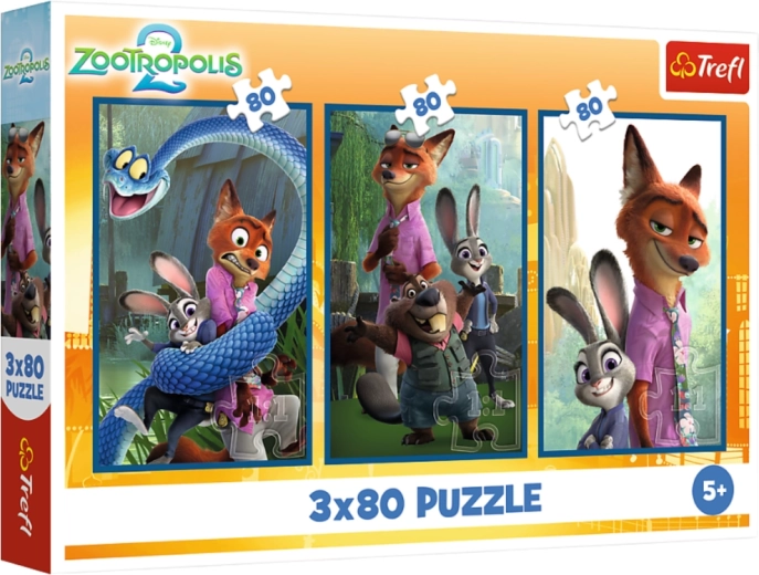 Puzzle 3×80 Disney Zootropolis Enquête animale – Trefl