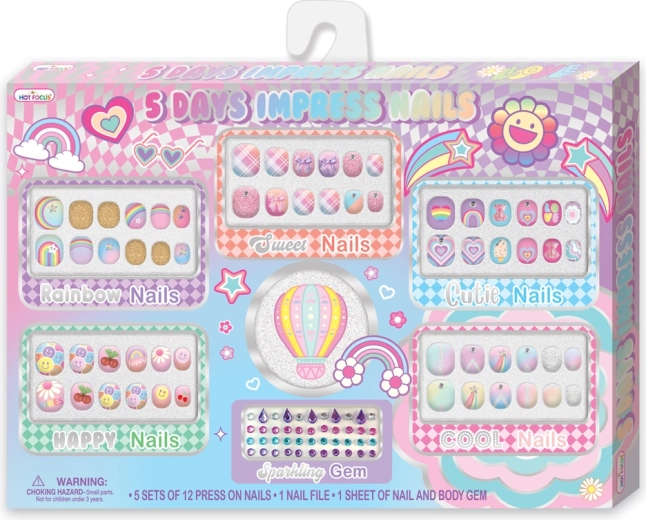 Coffret d’ongles autocollants pour enfants – 5 designs pour 5 jours
