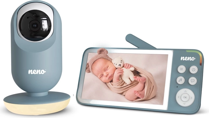 Babyphone vidéo Neno Vedo Blue avec moniteur 5" et caméra rotative
