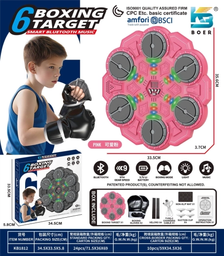Planche d’entraînement de boxe pour enfants avec lumières, son et Bluetooth