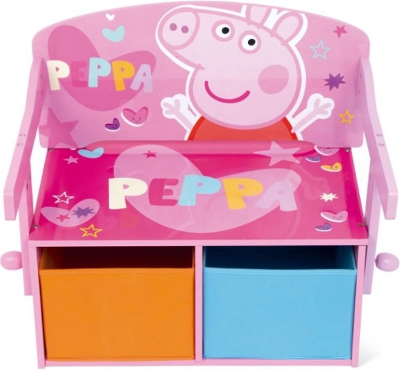 Banc enfant Peppa Pig 3 en 1 (banc, bureau et boîte de rangement pour jouets)