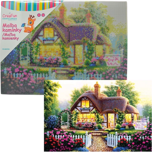 Peinture diamant chalet fleuri 30 × 40 cm