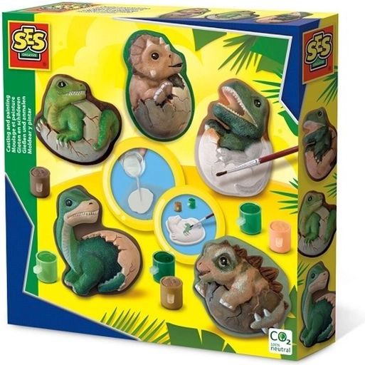 SES Creative moulages en plâtre et peinture – dinosaures sortant d’œufs