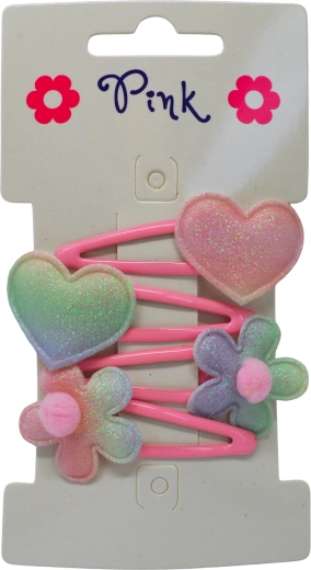 Barrettes pour filles – fleur et cœur, lot de 4 pièces
