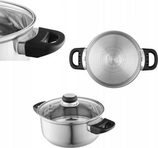 Faitout en acier inoxydable Emilio avec couvercle en verre 2,5 l (20 cm)