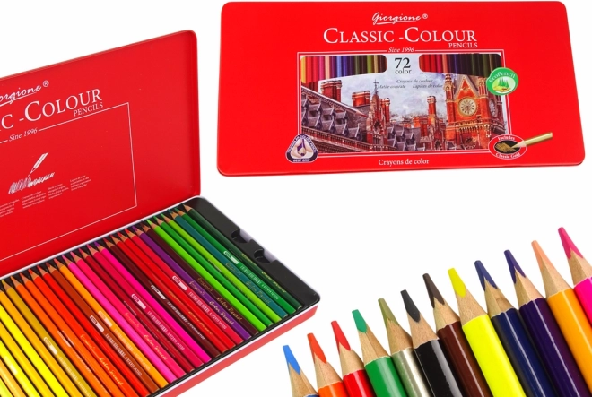 Ensemble de 72 crayons de couleur artistiques dans une boîte en métal