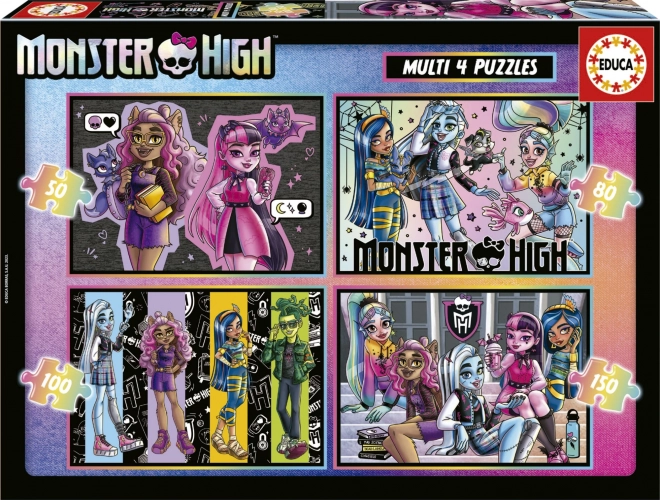 EDUCA Puzzle Monster High 4-en-1 (50, 80, 100, 150 pièces)