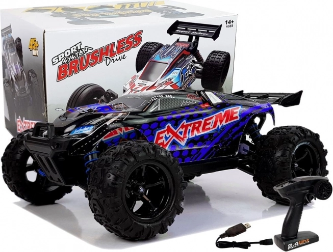 Voiture RC 1:18 tout‑terrain 4x4 bleue ENOZE, vitesse 45 km/h
