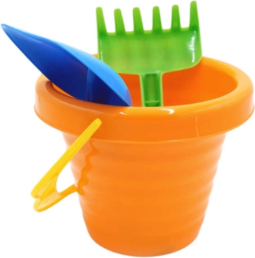 Ensemble de plage avec seau à bord cranté, pelle et râteau - 1 pièce