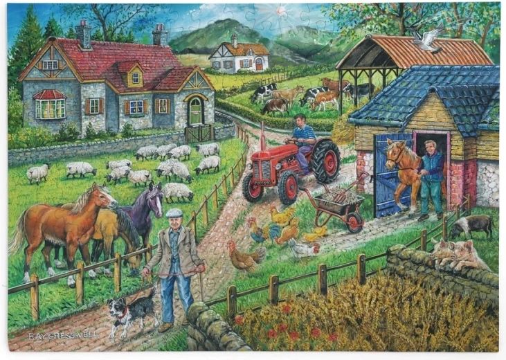 Puzzle Ferme lors de la récolte de l’orge, 250 grandes pièces