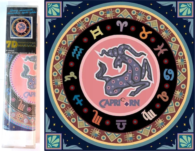 Peinture diamant 7D – signe du zodiaque Capricorne 30 × 30 cm