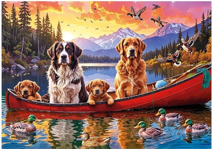 Puzzle Educa famille de chiens sur un bateau 2000 pièces
