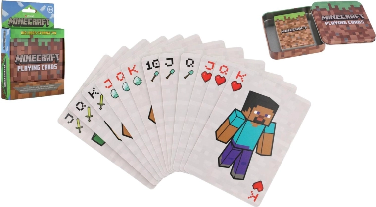 Cartes à jouer MINECRAFT dans une boîte en métal