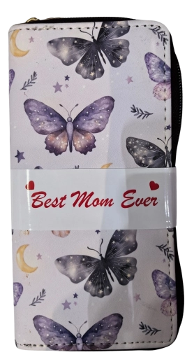 Portefeuille femme Pink avec motif papillons et lune