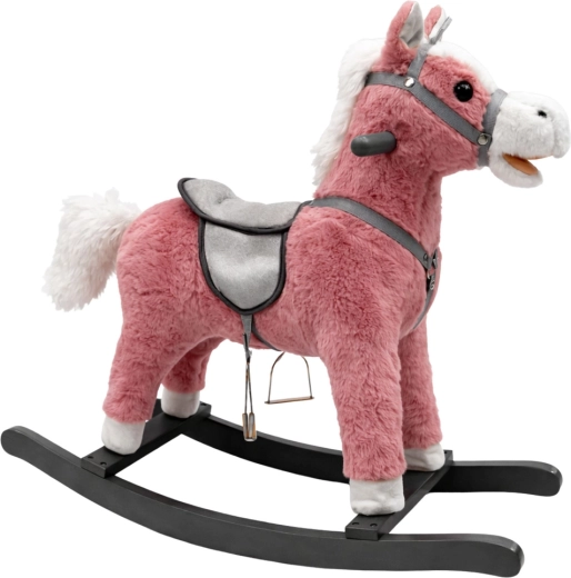 Cheval à bascule rose avec sons, 74 cm