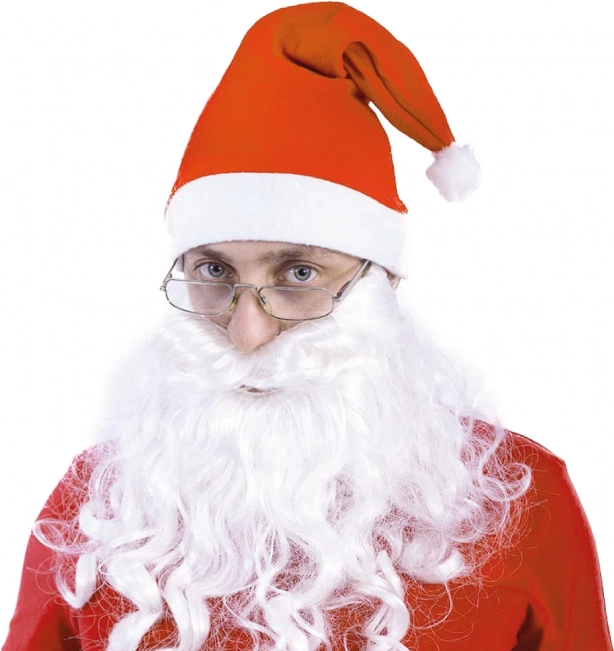 Longue barbe de Père Noël blanche comme neige à élastique