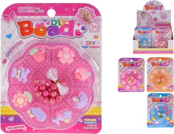 Perles à enfiler avec bagues – 4 couleurs, 16 pcs