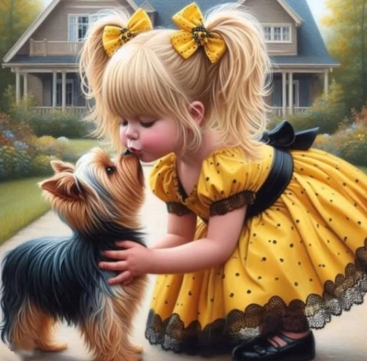 Peinture par numéros – fille en robe jaune 40 × 50 cm