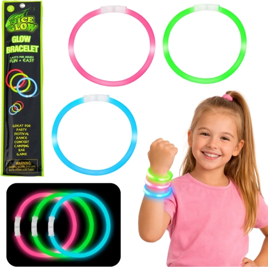 Bracelets lumineux fluorescents Glow Stick 3 pcs, 20 cm