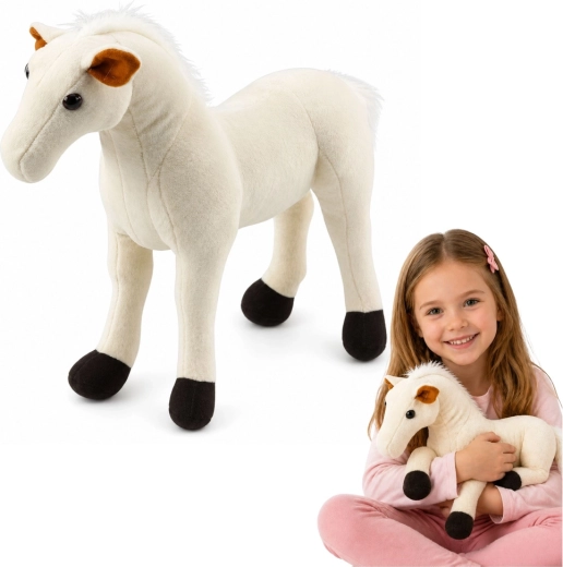 Cheval en peluche blanc 40 × 37 cm