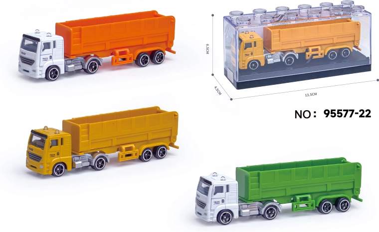 Modèle métallique de camion-benne à ordures avec remorque 1:64