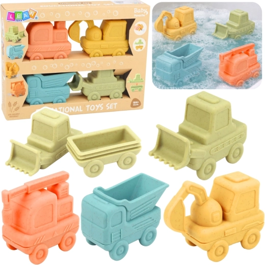 Véhicules de bain en caoutchouc séparables pour tout-petits, lot de 4 pièces