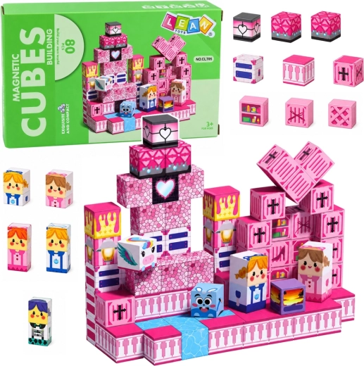 Cubes magnétiques pixels – roses 80 pièces