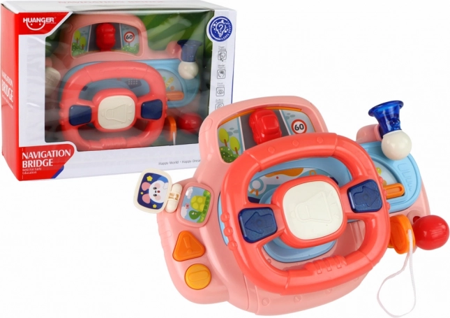 Simulateur de conduite interactif multifonction avec volant rose