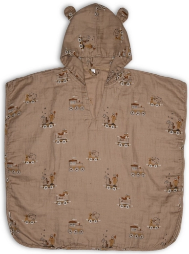 Poncho en mousseline NuuRo Flor carnival train 3–4 ans