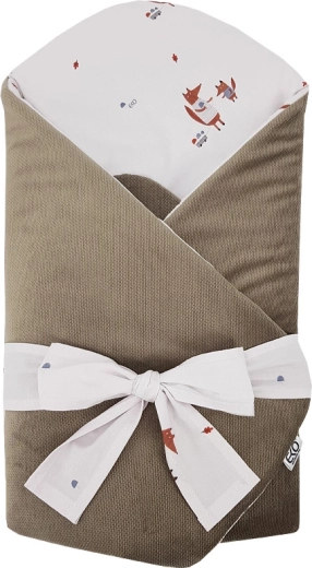 Couverture d’emmaillotage en coton éco avec velvet et insert en coco Fox 75 × 75 cm