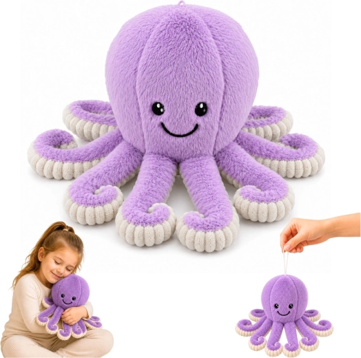 Poulpe en peluche avec tentacules élastiques violet 30 cm