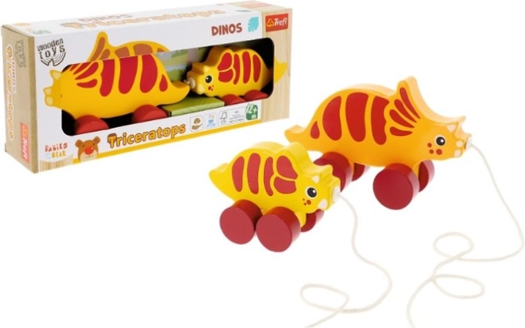 Jouet à tirer en bois Trefl dinosaures – Triceratops