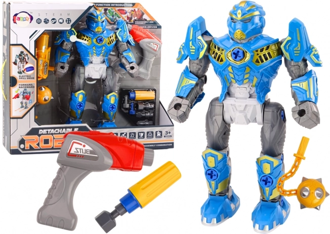 robot bleu à visser avec perceuse, lumières et sons