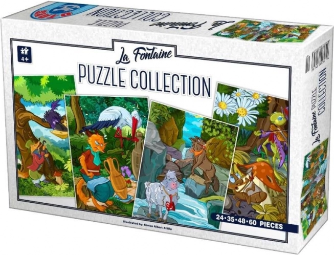 Puzzle Fables de La Fontaine 4-en-1 (24, 35, 48, 60 pièces)