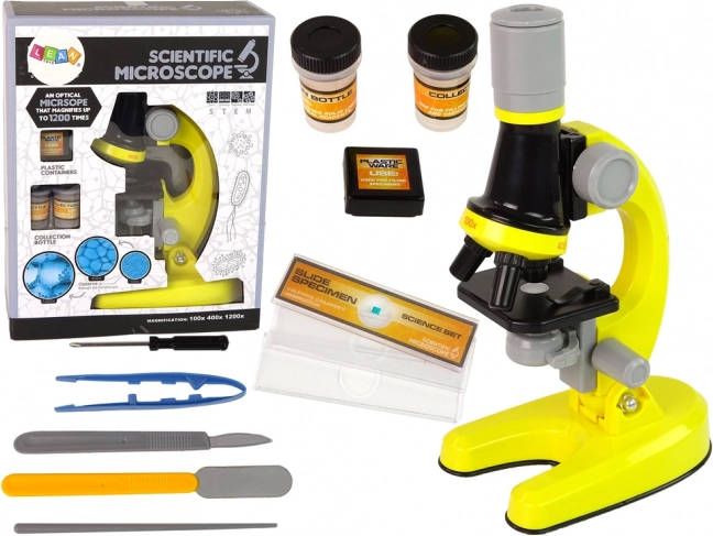 Microscope pour enfants avec kit d’accessoires 100×/400×/1200× – jaune