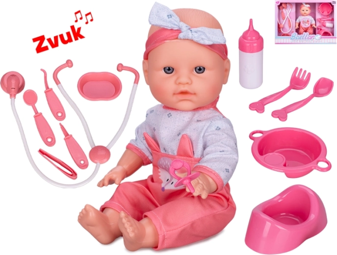 Poupée bébé interactive 30 cm avec corps rigide, fait pipi et avec sons