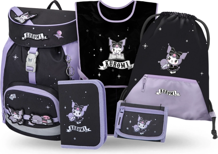 Set scolaire Baagl Airy Kuromi Fortune dream – sac à dos, trousse, sac, tablier et portefeuille (GRS)