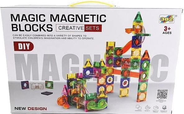 Jeu de construction magnétique avec circuit à billes, 160 pièces