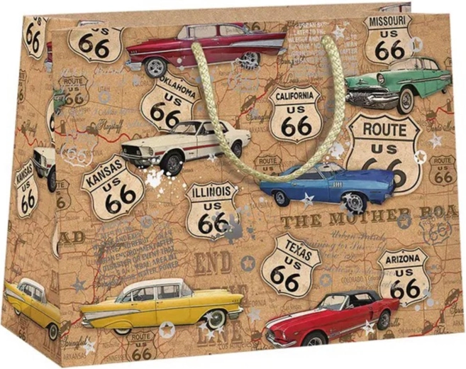 Sac cadeau Argus Route 66 voitures natur eco friendly - 1 pièce